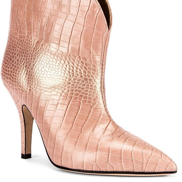 New PARIS TEXAS Iridescent Moc Croco Rounded Stiletto Ankle Boot Barbie Pink 8.5 - Picture 5 of 15